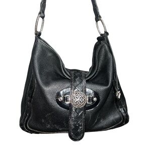 Brighton Frankie or Barbados  Black Leather Hobo Shoulder Bag